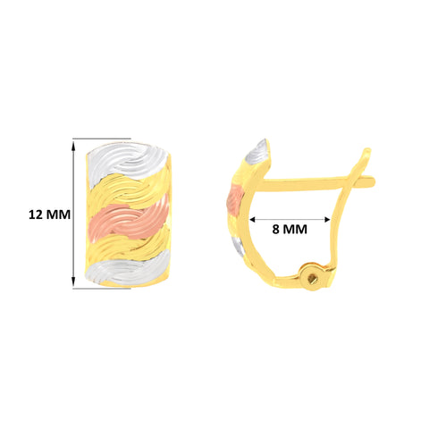 22k Three-Tone Gold Hoop Medium Earrings with gold weight of 2.01g