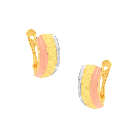 22k Three-Tone Gold Hoop Medium Earrings with gold weight of 1.89g