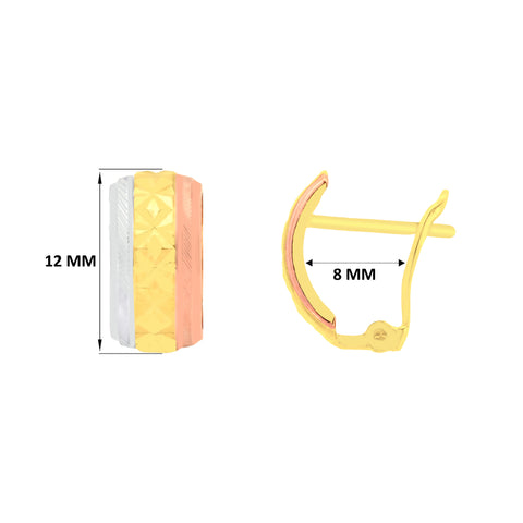 22k Three-Tone Gold Hoop Medium Earrings with gold weight of 1.89g