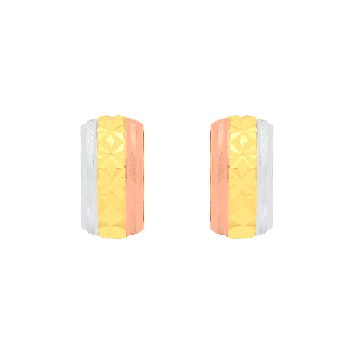 22k Three-Tone Gold Hoop Medium Earrings with gold weight of 1.89g