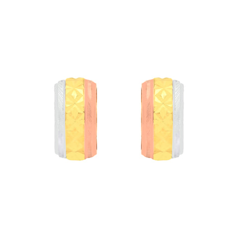 22k Three-Tone Gold Hoop Medium Earrings with gold weight of 1.89g