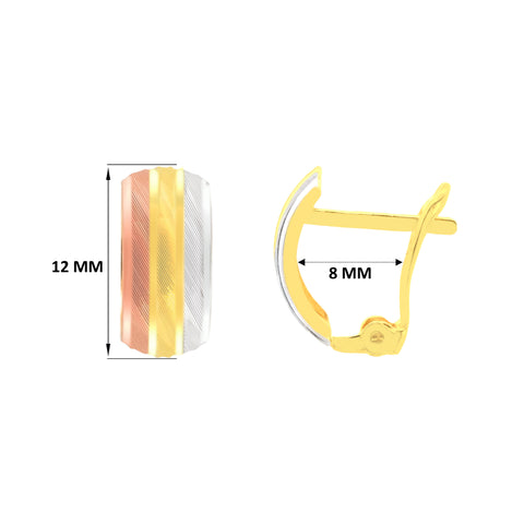 22k Three-Tone Gold Hoop Medium Earrings with gold weight of 1.86g