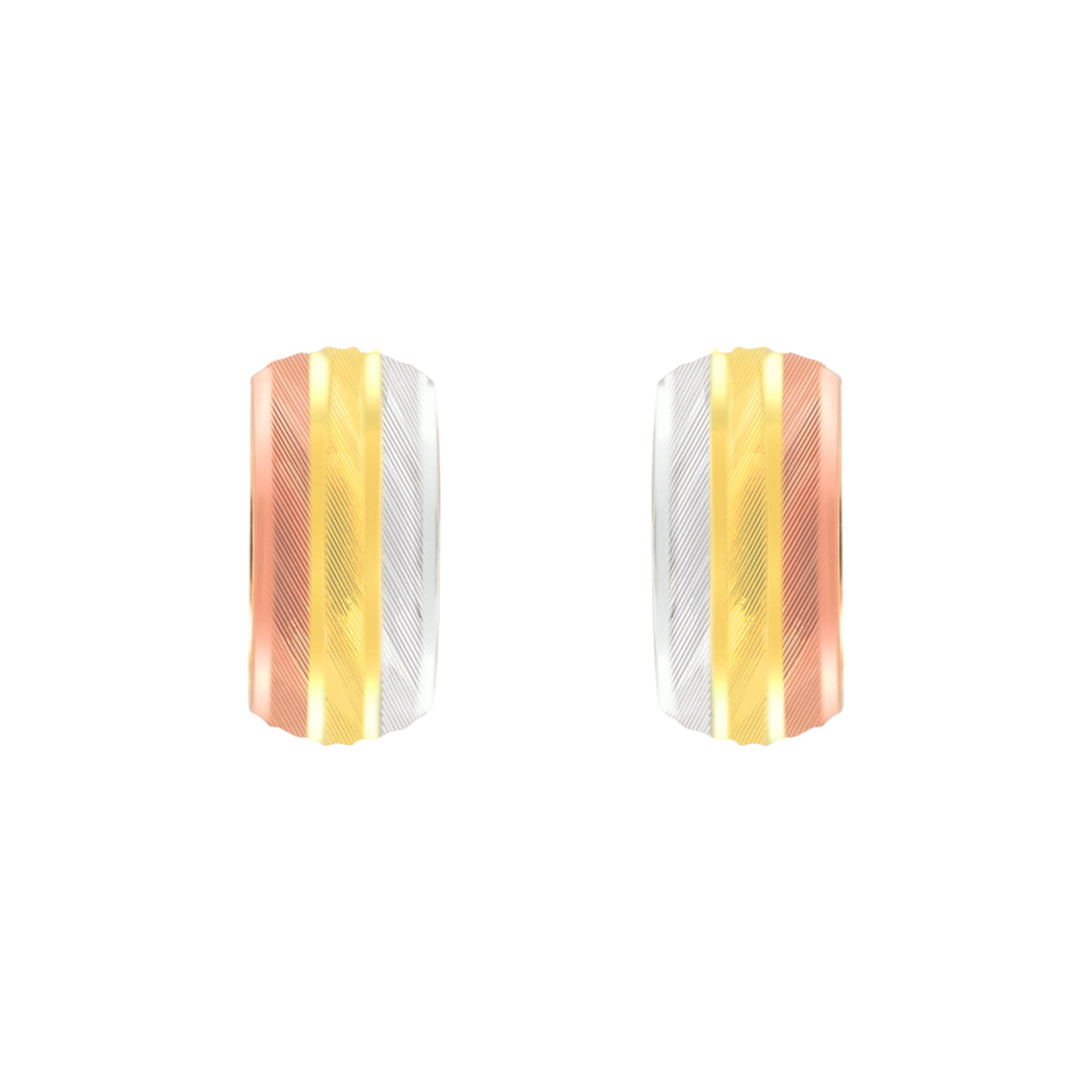 22k Three-Tone Gold Hoop Medium Earrings with gold weight of 1.86g