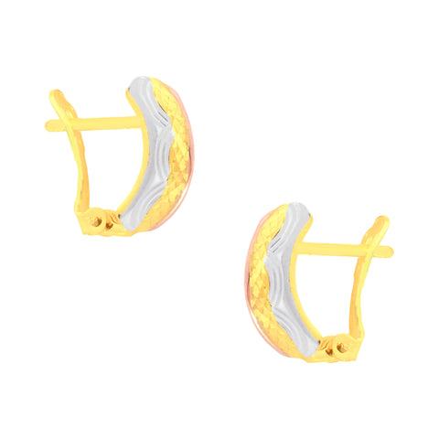 22k Three-Tone Gold Hoop Medium Earrings with gold weight of 1.95g