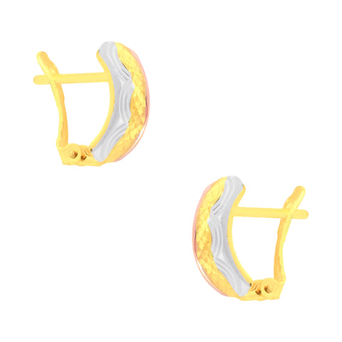 22k Three-Tone Gold Hoop Medium Earrings with gold weight of 1.95g