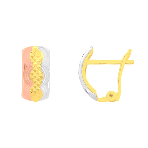 22k Three-Tone Gold Hoop Medium Earrings with gold weight of 1.95g