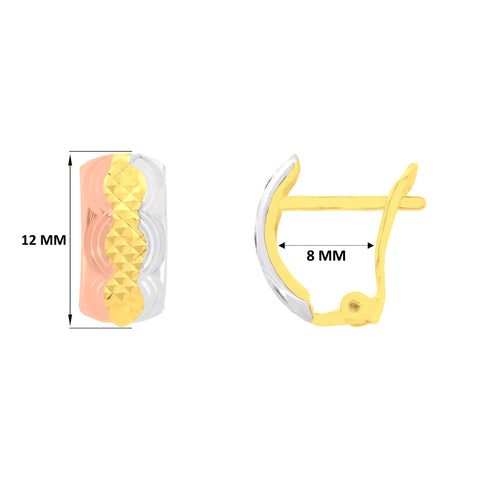 22k Three-Tone Gold Hoop Medium Earrings with gold weight of 1.95g