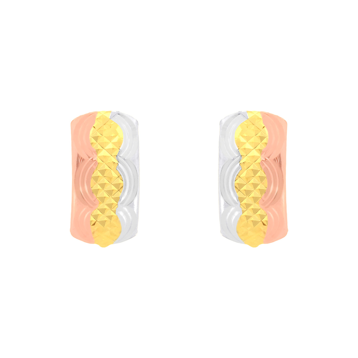 22k Three-Tone Gold Hoop Medium Earrings with gold weight of 1.95g