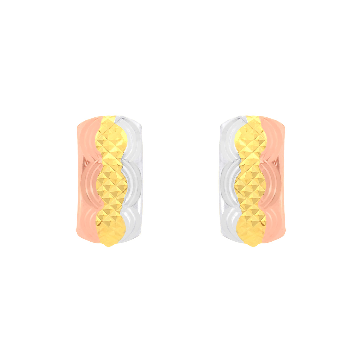 22k Three-Tone Gold Hoop Medium Earrings with gold weight of 1.95g