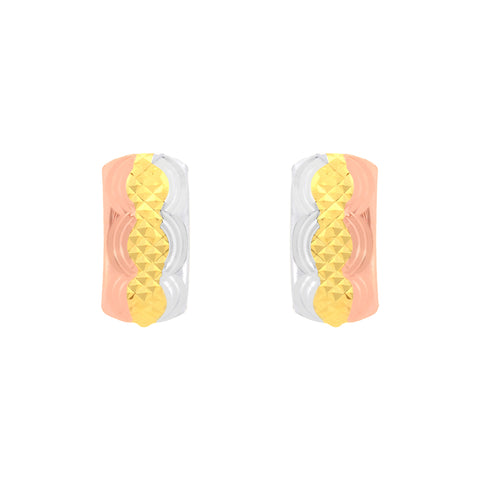22k Three-Tone Gold Hoop Medium Earrings with gold weight of 1.95g