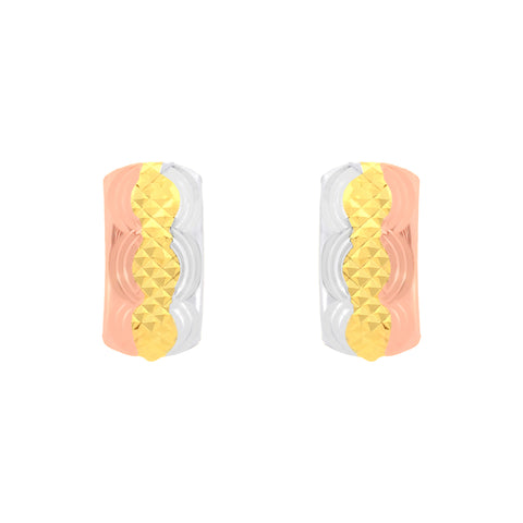 22k Three-Tone Gold Hoop Medium Earrings with gold weight of 1.95g