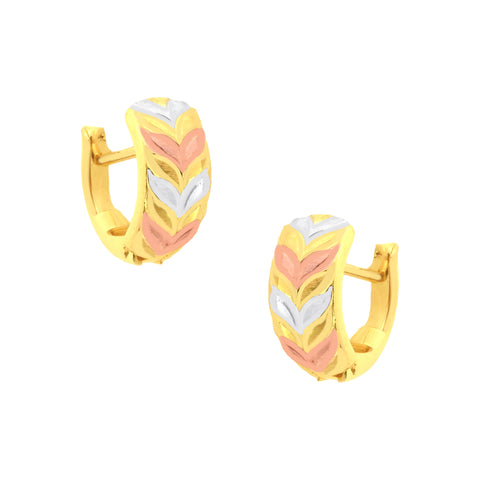 22k Three-Tone Gold Hoop Medium Earrings with gold weight of 3.05g