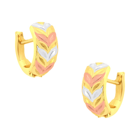 22k Three-Tone Gold Hoop Medium Earrings with gold weight of 3.05g