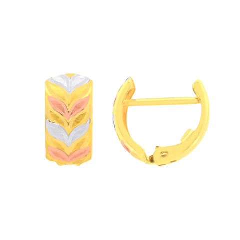 22k Three-Tone Gold Hoop Medium Earrings with gold weight of 3.05g