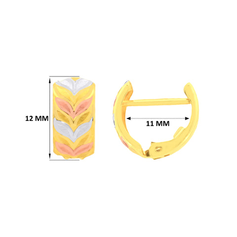 22k Three-Tone Gold Hoop Medium Earrings with gold weight of 3.05g