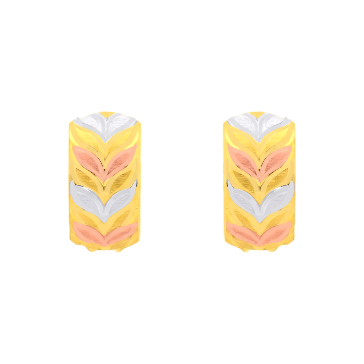 22k Three-Tone Gold Hoop Medium Earrings with gold weight of 3.05g