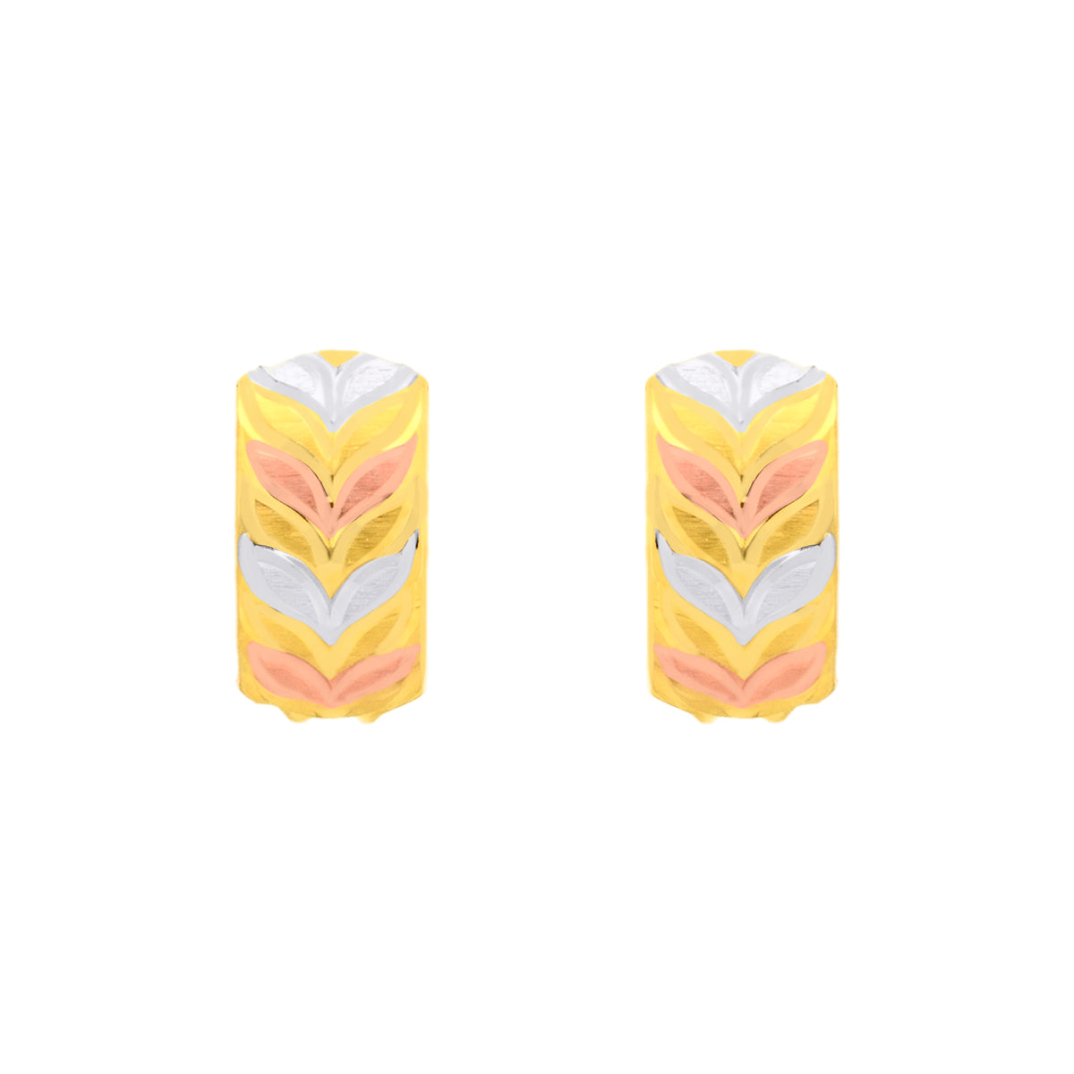 22k Three-Tone Gold Hoop Medium Earrings with gold weight of 3.05g