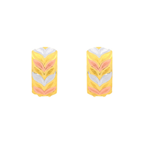22k Three-Tone Gold Hoop Medium Earrings with gold weight of 3.05g