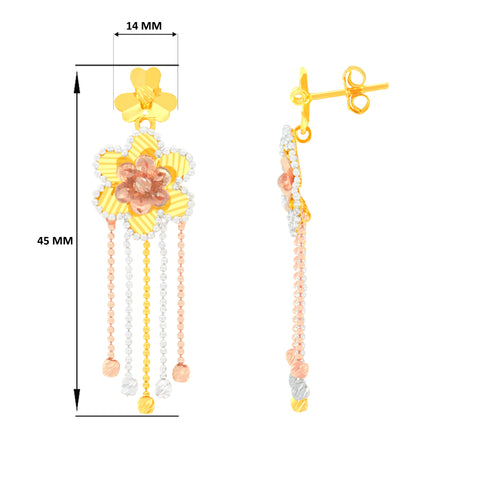 22k Three-Tone Gold Fancy Large Earrings with gold weight of 6.02g