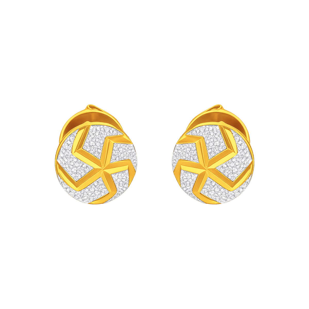 22k Two Tone Gold Ball Bead Earrings with gold weight of 1.75g.