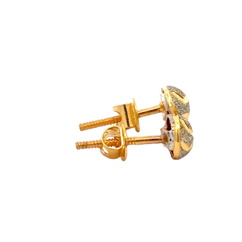 22k Two Tone Gold Ball Bead Earrings with gold weight of 1.75g.