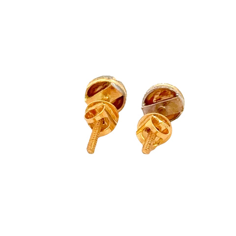 22k Two Tone Gold Ball Bead Earrings with gold weight of 1.75g.