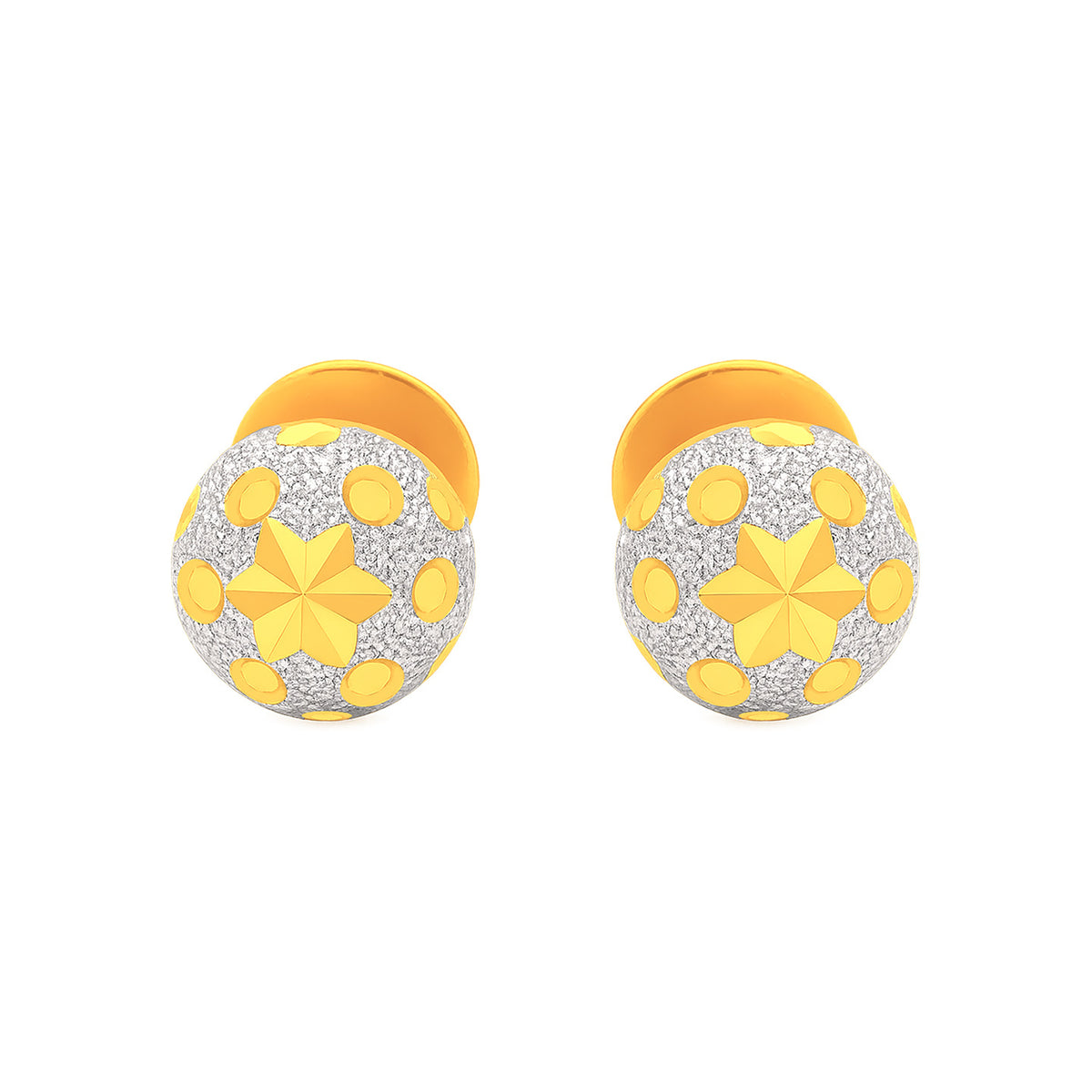 22k Two Tone Ball-Bead Earrings with gold weight of 1.85g