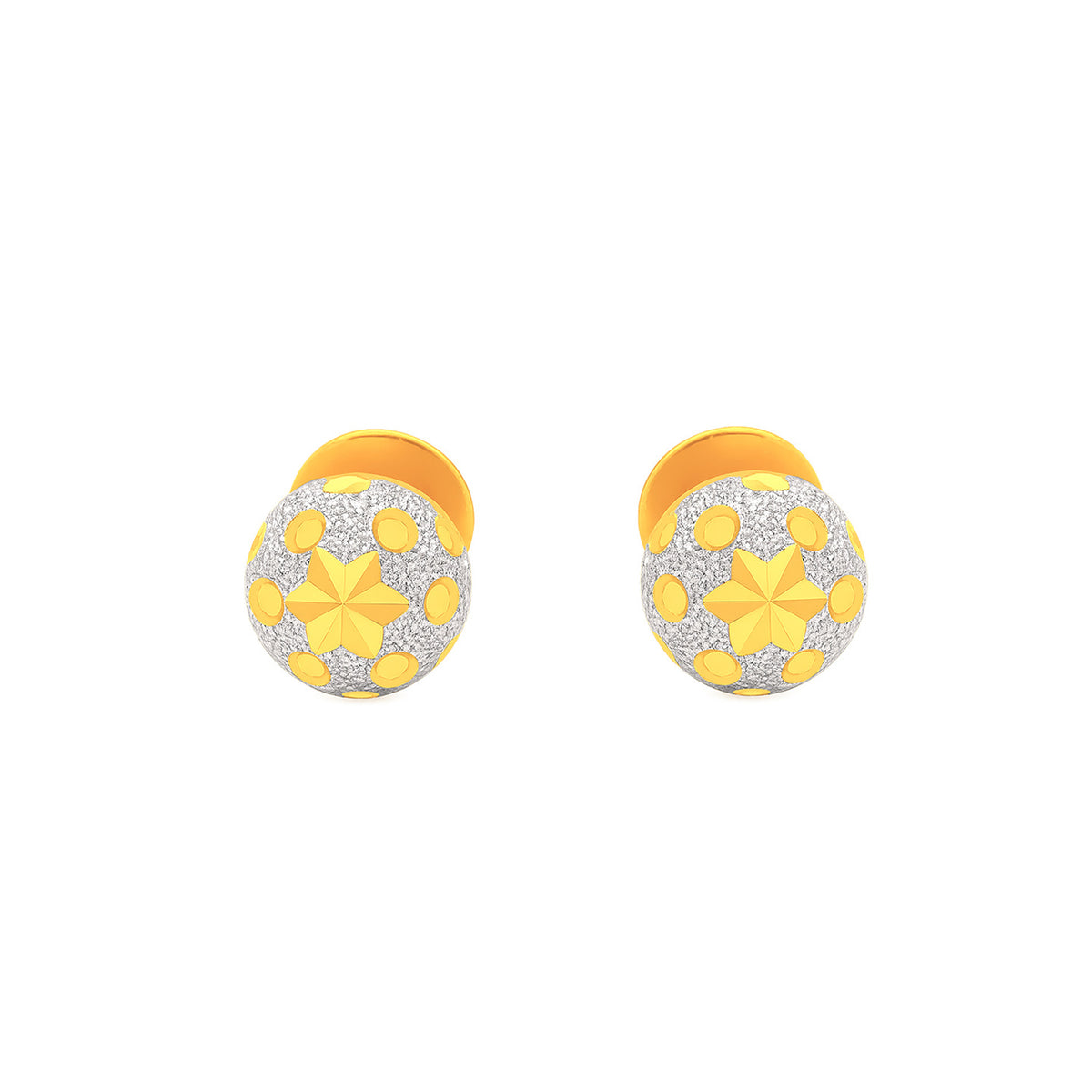 22k Two Tone Ball-Bead Earrings with gold weight of 1.85g