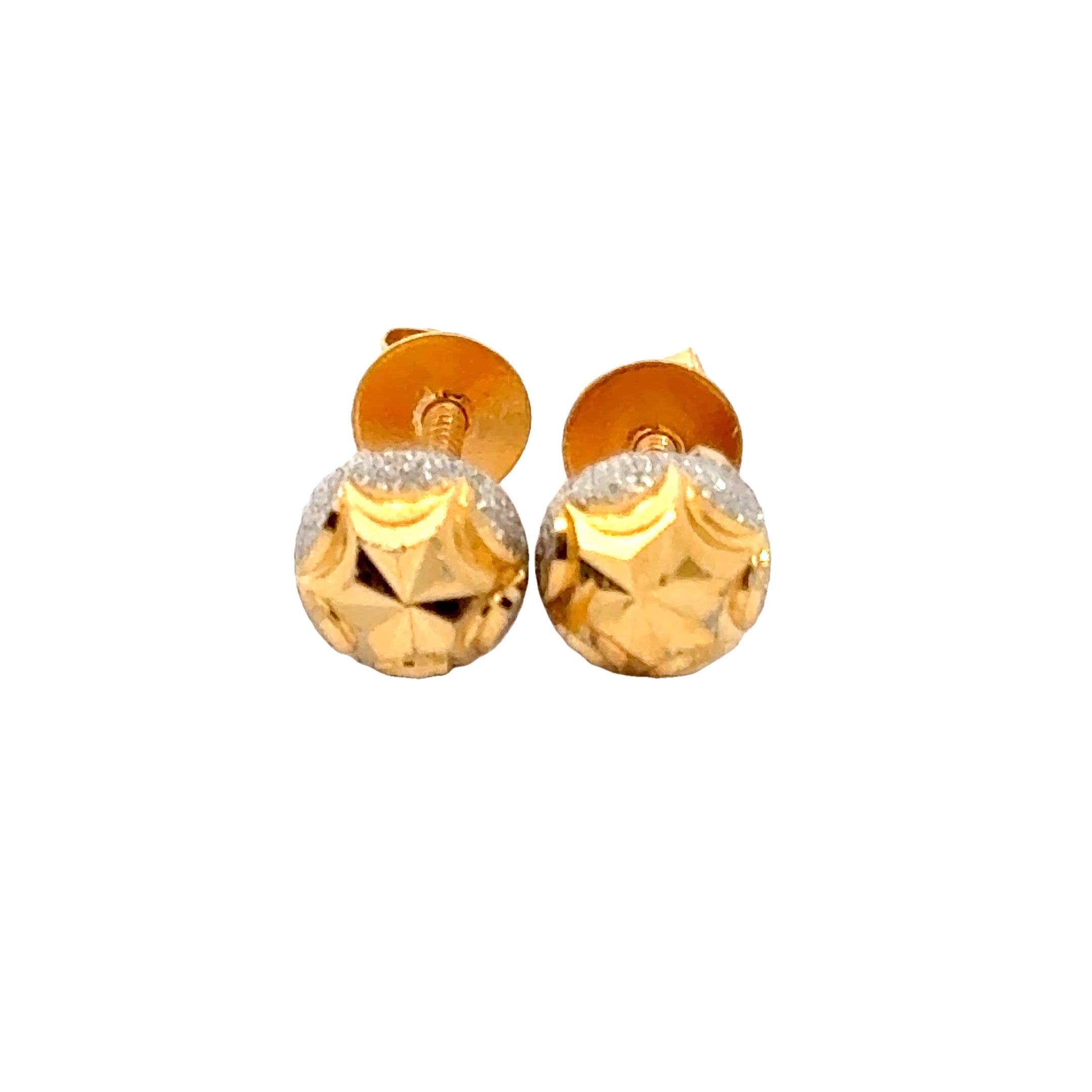 22k Two Tone Ball-Bead Earrings with gold weight of 1.73g