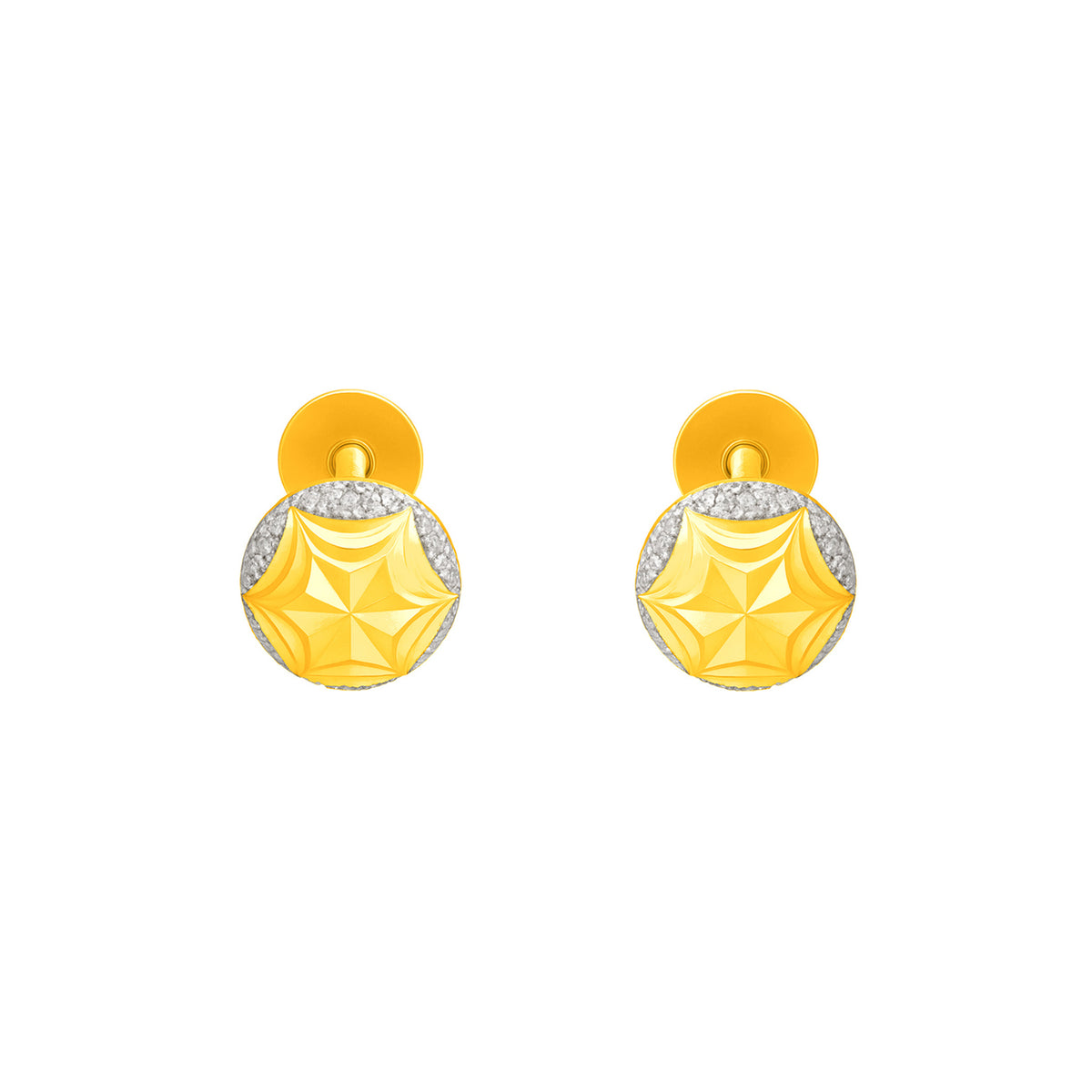 22k Two Tone Ball-Bead Earrings with gold weight of 1.73g