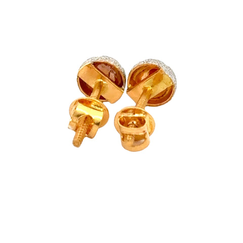 22k Two Tone Ball-Bead Earrings with gold weight of 1.73g