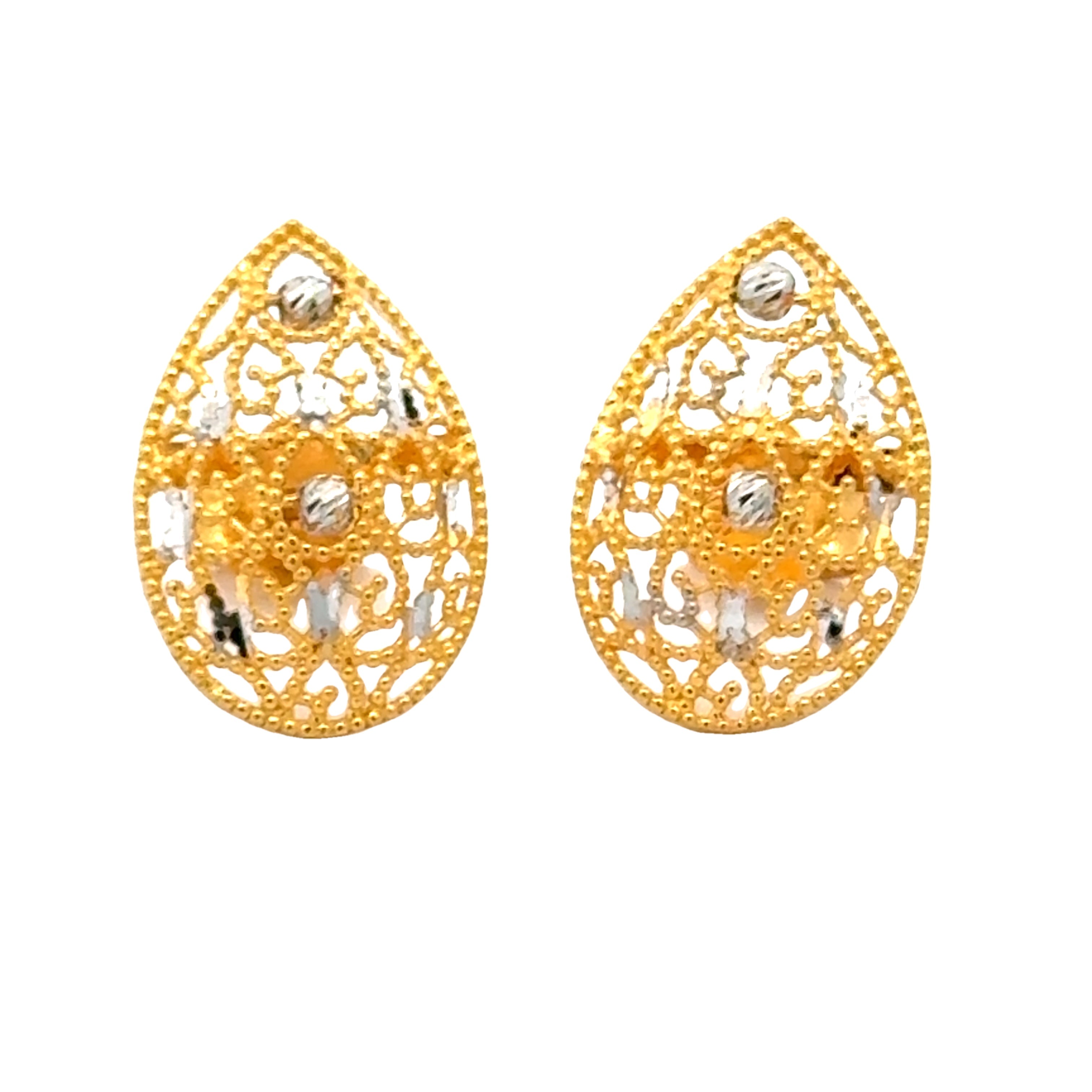 22k Two Tone Antique Earrings with gold weight of 2.86g