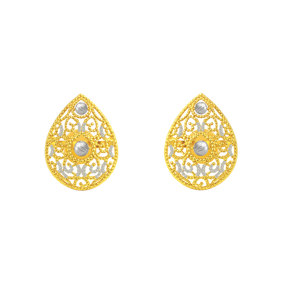 22k Two Tone Antique Earrings with gold weight of 2.86g