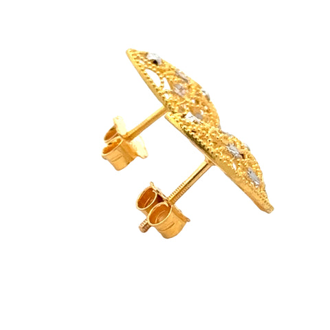 22k Two Tone Antique Earrings with gold weight of 2.86g