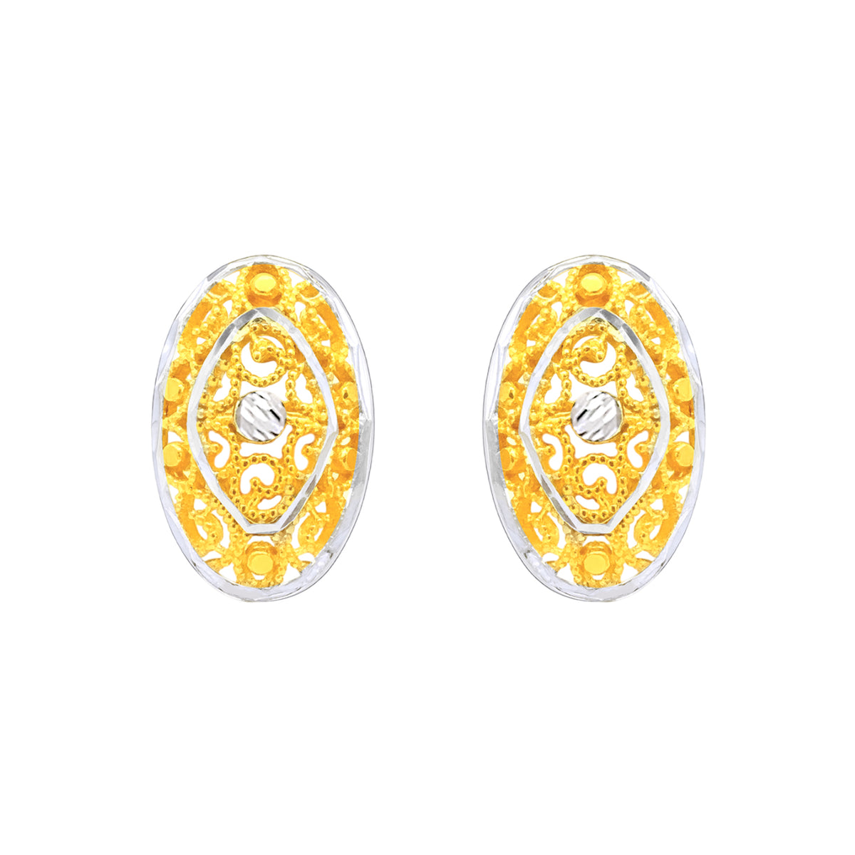 22k Two Tone Antique Earrings with gold weight of 4.16g