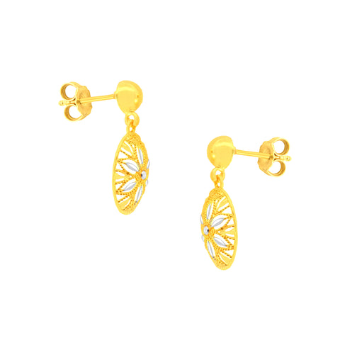 22k Two-Tone Gold Dangler Large Earrings with gold weight of 2.05g