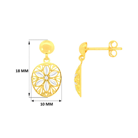 22k Two-Tone Gold Dangler Large Earrings with gold weight of 2.05g