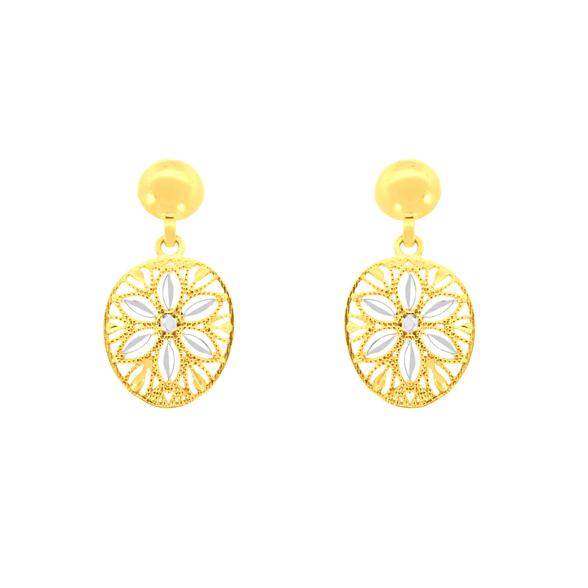 22k Two-Tone Gold Dangler Large Earrings with gold weight of 2.05g