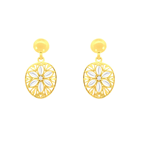 22k Two-Tone Gold Dangler Large Earrings with gold weight of 2.05g