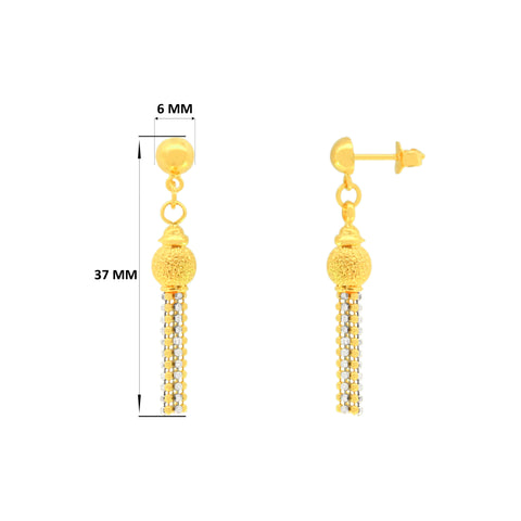 22k Two-Tone Gold Dangler Large Earrings with gold weight of 5.08g