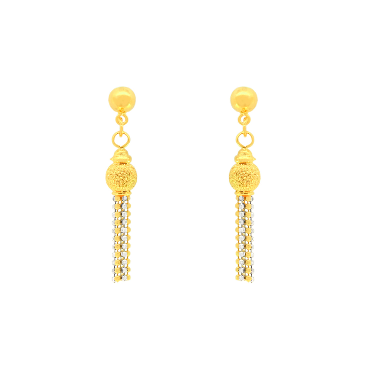 22k Two-Tone Gold Dangler Large Earrings with gold weight of 5.08g