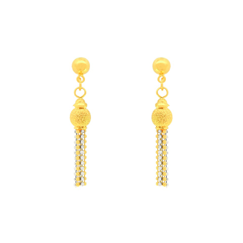 22k Two-Tone Gold Dangler Large Earrings with gold weight of 5.08g