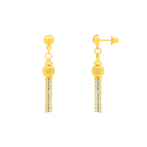 22k Two-Tone Gold Dangler Large Earrings with gold weight of 5.08g