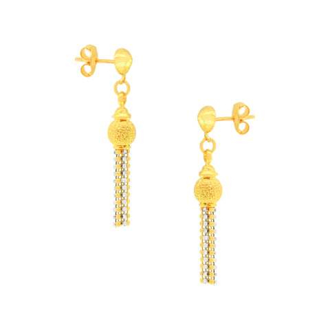 22k Two-Tone Gold Dangler Large Earrings with gold weight of 5.08g