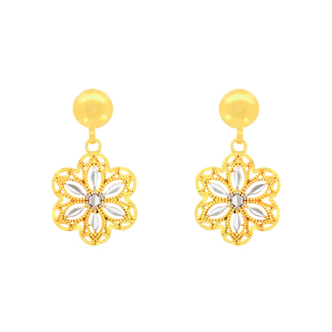 22k Two-Tone Gold Dangler Earrings with gold weight of 2.37g