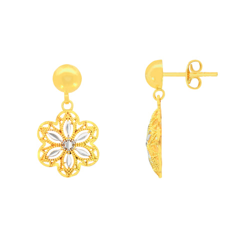 22k Two-Tone Gold Dangler Earrings with gold weight of 2.37g
