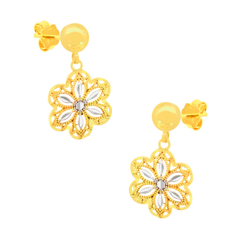 22k Two-Tone Gold Dangler Earrings with gold weight of 2.37g