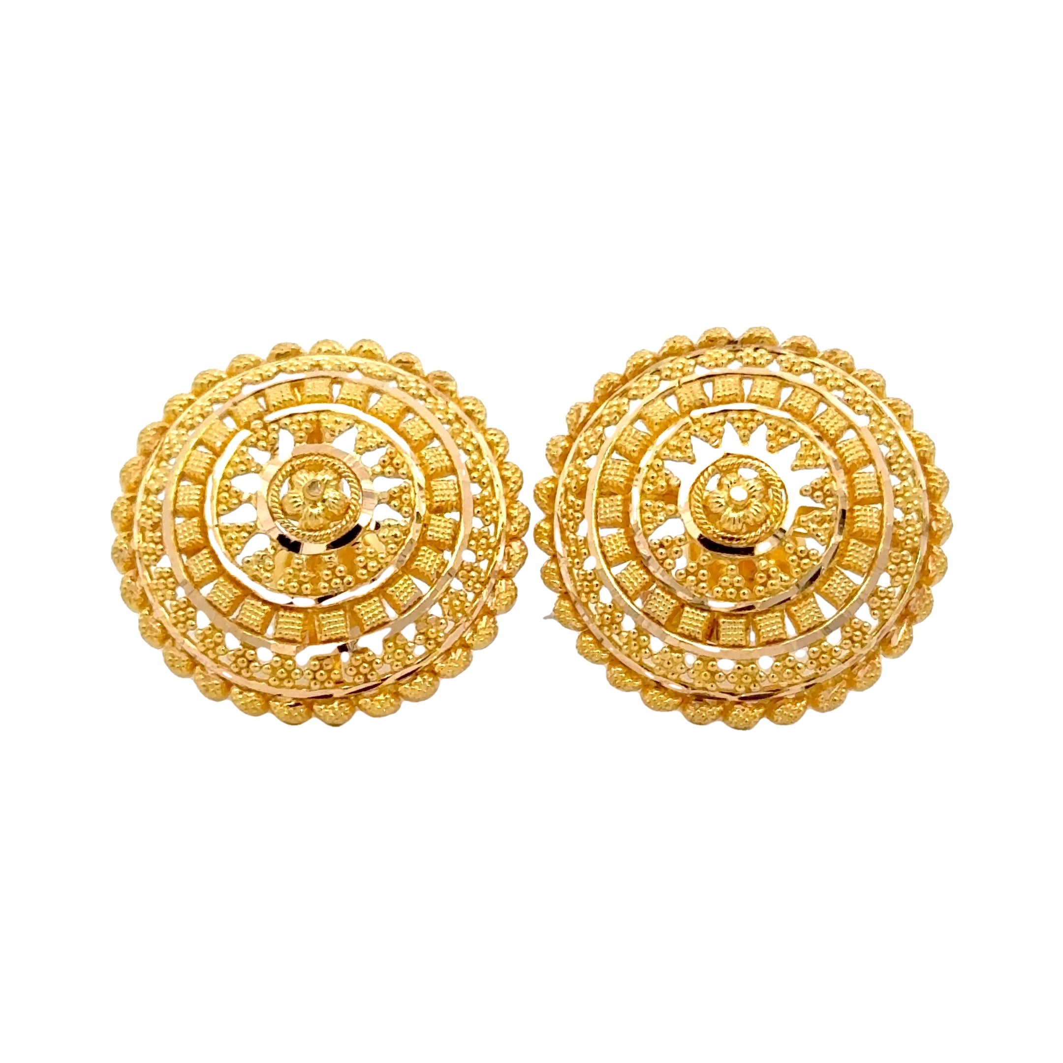 22k Yellow Gold Filigree Earrings with gold weight of 7.81g