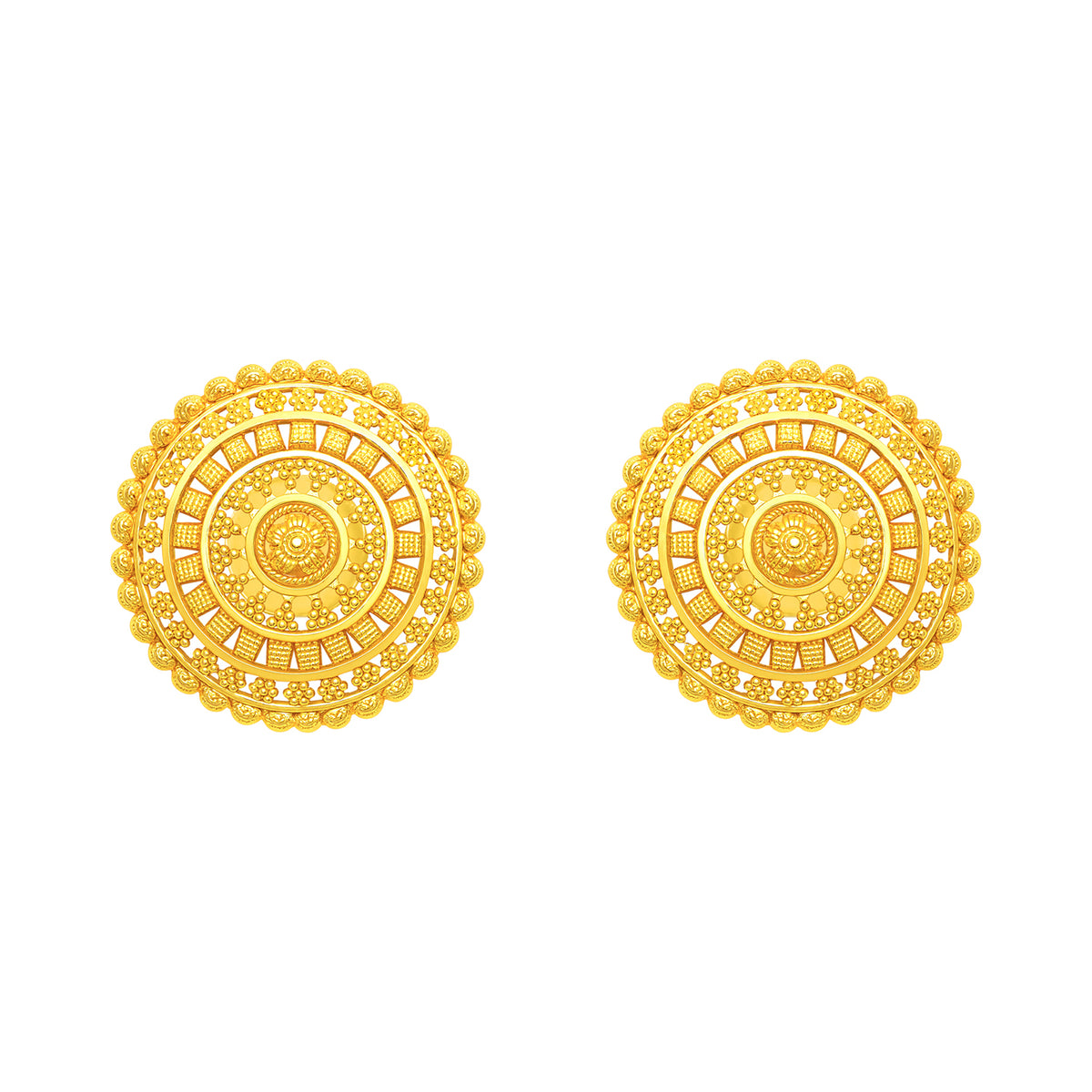 22k Yellow Gold Filigree Earrings with gold weight of 7.81g