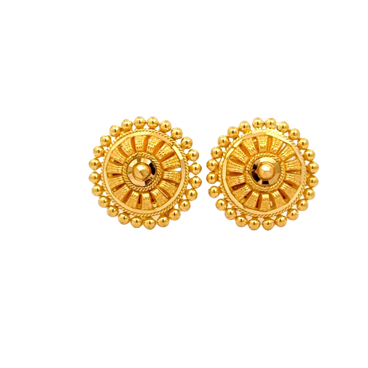 22k Yellow Gold Filigree Earrings with gold weight of 3.59g